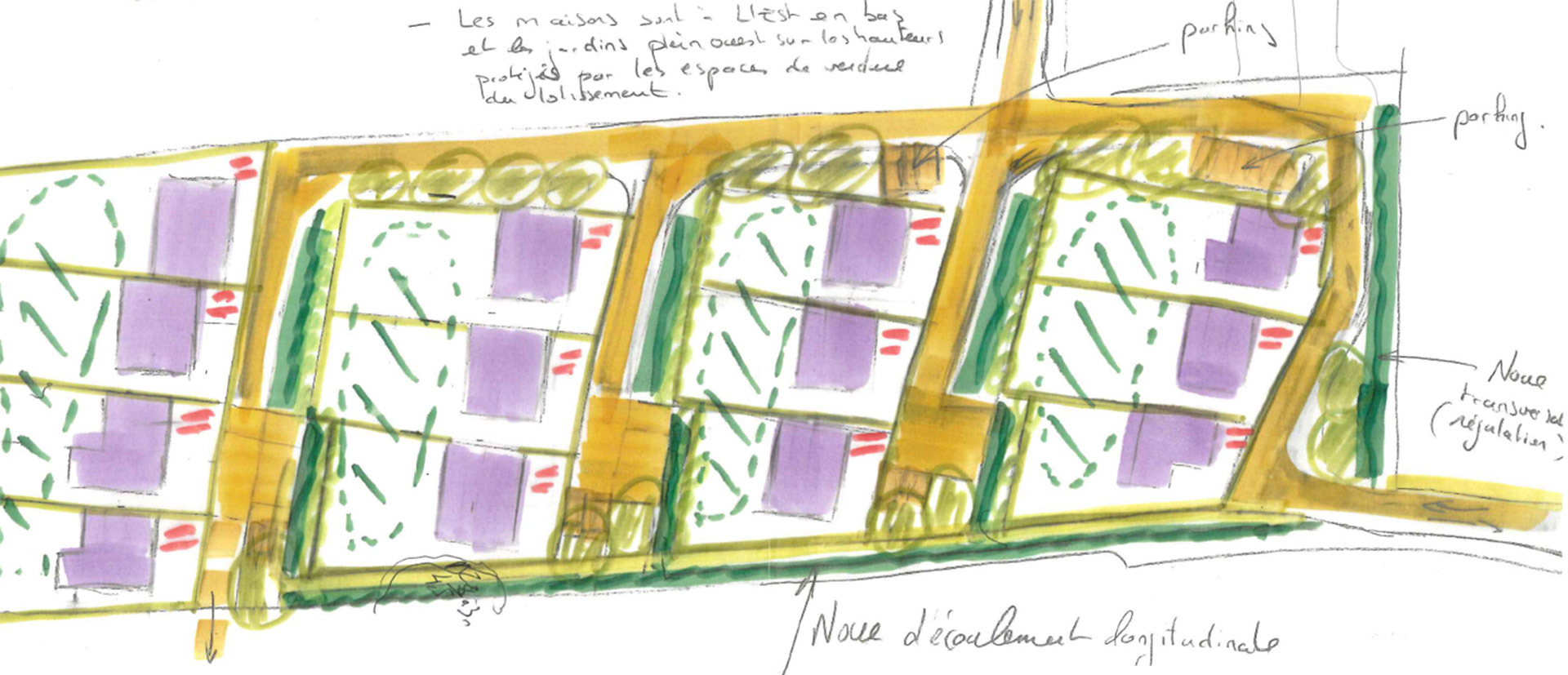 Esquisse du lotissement à Evelllys-Naizin