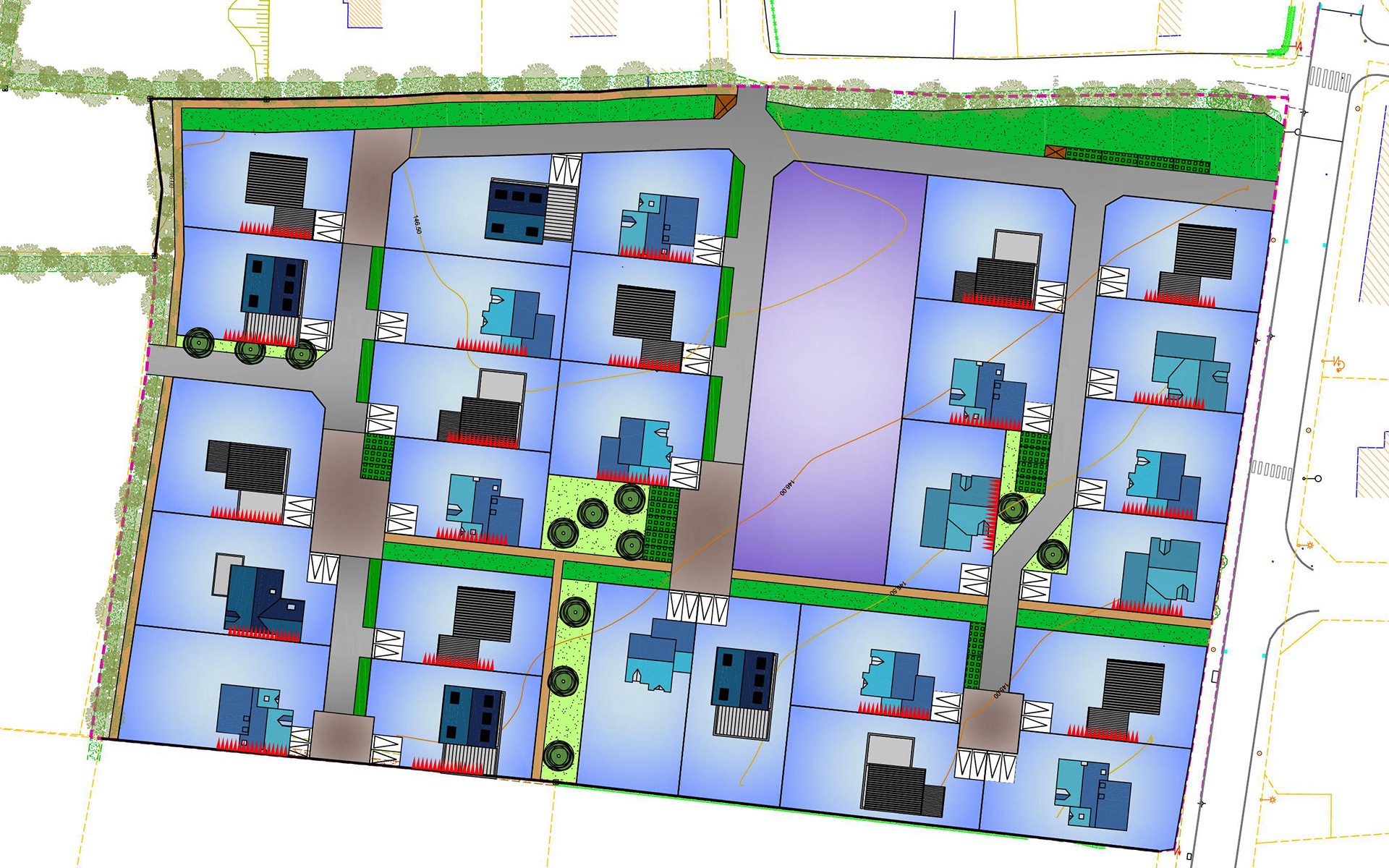 Plan d'hypothèse de l'implantation des bâtiments