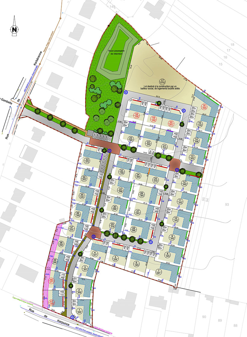 Plans du lotissement les jardins de la mer à Riantec