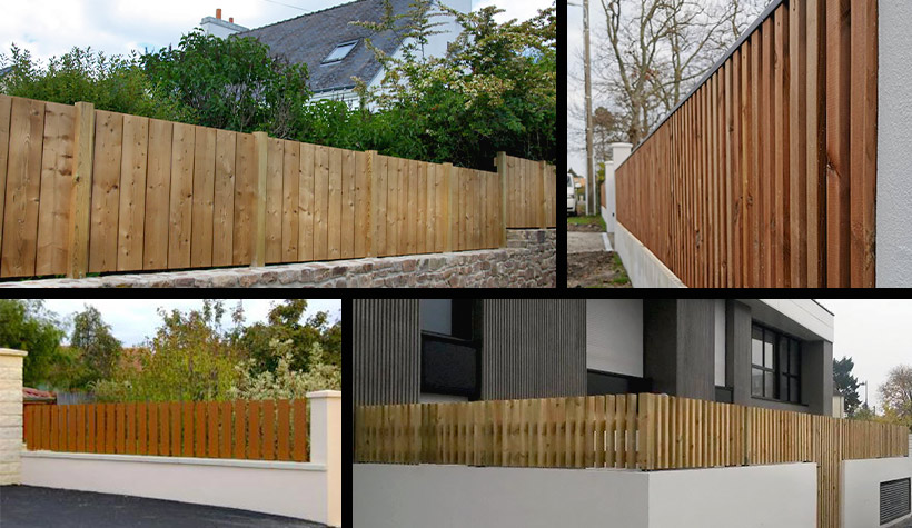 Exemple de type de clôtures ajourées en bois (motif vertical)
